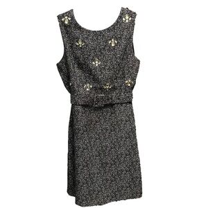 The Limited Women's Black Speckled Sleeveless Dress with Belt, Size 4P